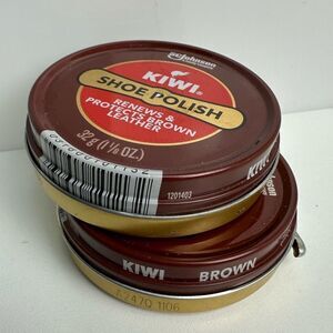 Kiwi Brown Shoe Polish Paste 1 1/8 oz Can Lot of 2 NEW